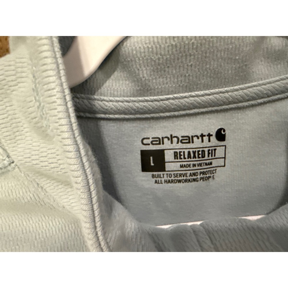 Carhartt Mens Relaxed Fit Quarter Zip Pullover Sweatshirt Light Blue Large - Picture 6 of 6